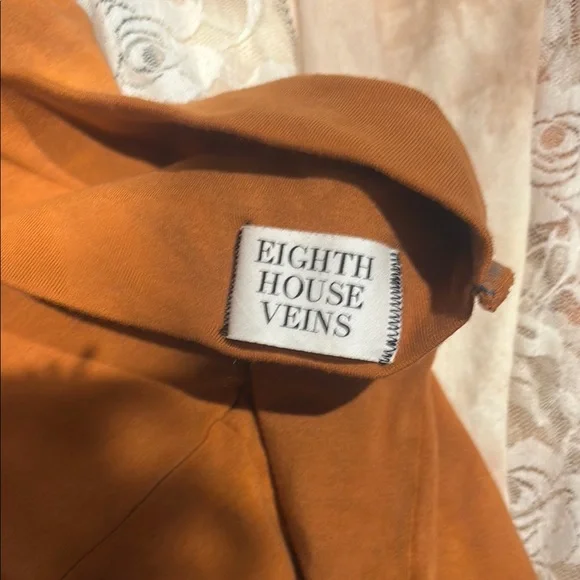 Orange and Cream Flare Pants with Lace Insets yoga - Picture 4 of 5